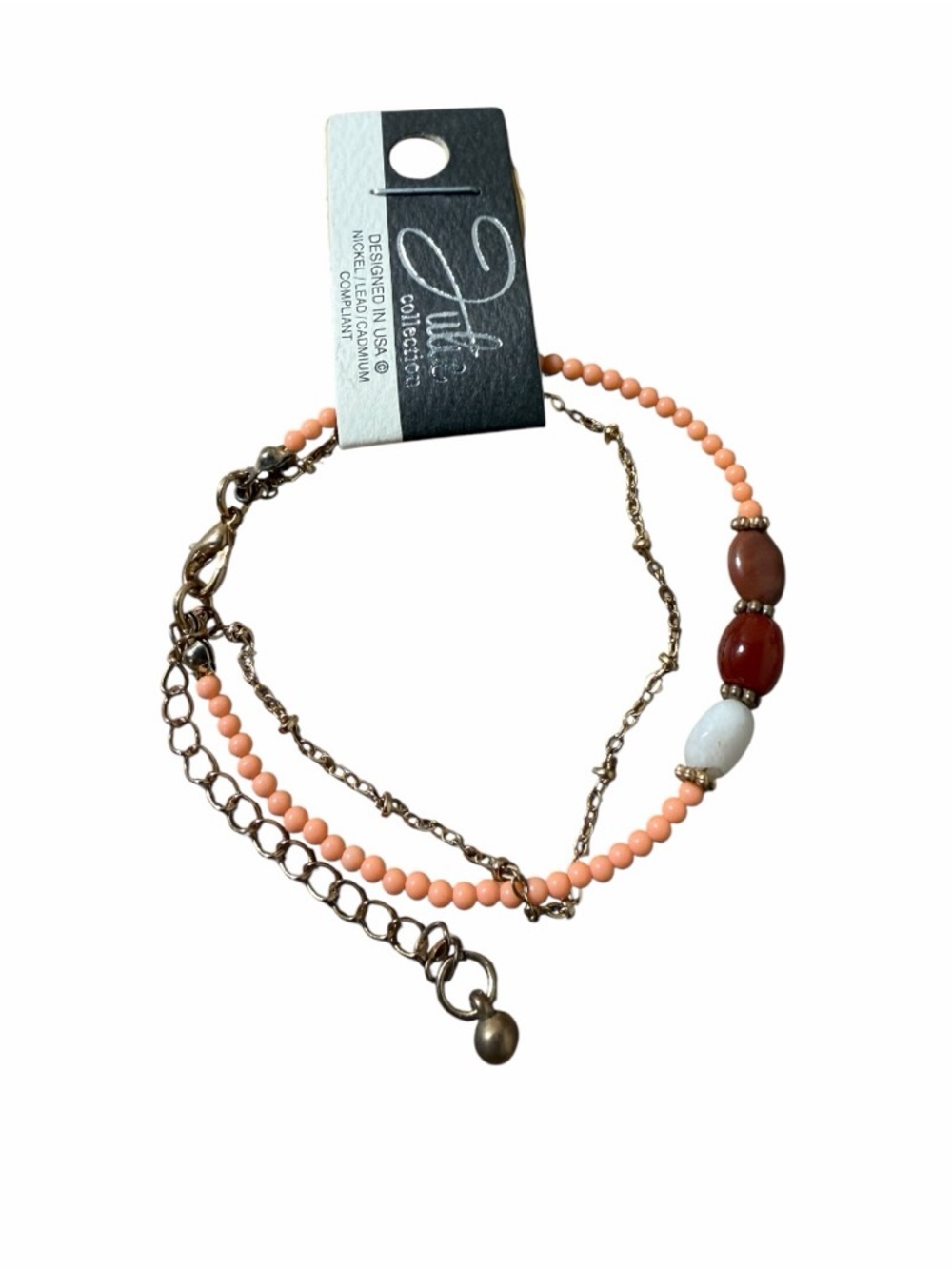 Julie Collection Chic Gold and Pink Beaded Bracelet